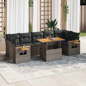 Maison exclusive - salon de jardin avec coussins 8 pcs gris résine tressée acaci