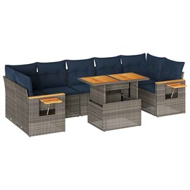 Maison exclusive - salon de jardin 8 pcs avec coussins gris résine tressée