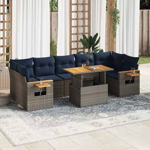 Maison exclusive - salon de jardin 8 pcs avec coussins gris résine tressée