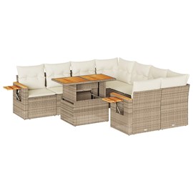 Maison exclusive - salon de jardin avec coussins 9 pcs beige résine tressée acac