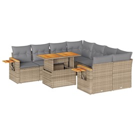 Maison exclusive - salon de jardin avec coussins 9 pcs beige résine tressée acac