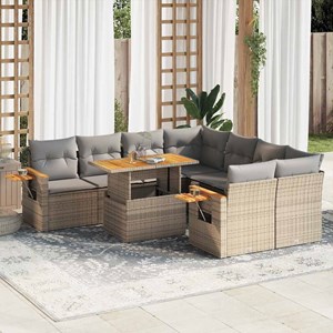 Maison exclusive - salon de jardin avec coussins 9 pcs beige résine tressée acac
