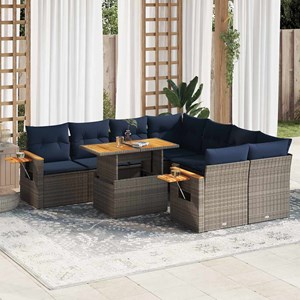 Maison exclusive - salon de jardin 9 pcs avec coussins gris résine tressée