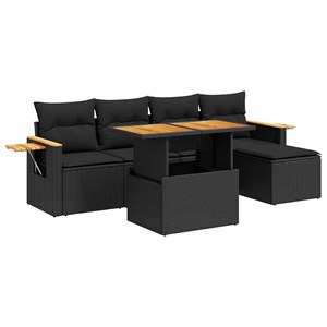 Maison exclusive - salon de jardin 6 pcs avec coussins noir résine tressée acaci