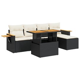 Maison exclusive - salon de jardin 6 pcs avec coussins noir résine tressée acaci
