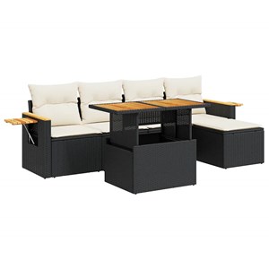 Maison exclusive - salon de jardin 6 pcs avec coussins noir résine tressée acaci