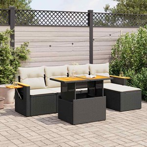 Maison exclusive - salon de jardin 6 pcs avec coussins noir résine tressée acaci