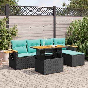 Maison exclusive - salon de jardin 6 pcs avec coussins noir résine tressée acaci