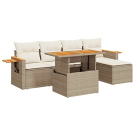 Maison exclusive - salon de jardin 6 pcs avec coussins beige résine tressée acac