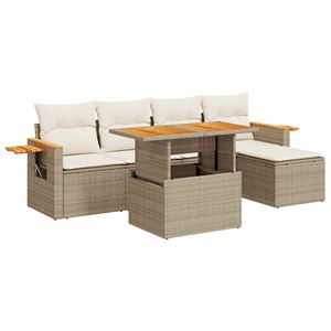 Maison exclusive - salon de jardin 6 pcs avec coussins beige résine tressée acac