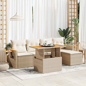 Maison exclusive - salon de jardin 6 pcs avec coussins beige résine tressée acac