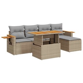Maison exclusive - salon de jardin 6 pcs avec coussins beige résine tressée acac