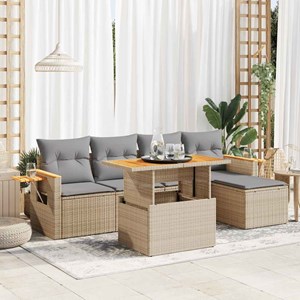 Maison exclusive - salon de jardin 6 pcs avec coussins beige résine tressée acac