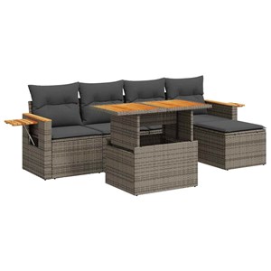 Maison exclusive - salon de jardin avec coussins 6 pcs gris résine tressée acaci