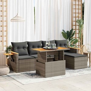 Maison exclusive - salon de jardin avec coussins 6 pcs gris résine tressée acaci