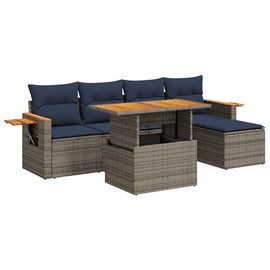 Maison exclusive - salon de jardin avec coussins 6 pcs gris résine tressée acaci