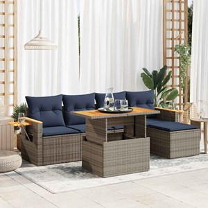 Maison exclusive - salon de jardin avec coussins 6 pcs gris résine tressée acaci