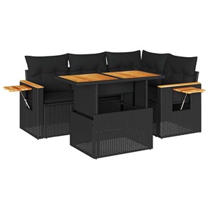 Maison exclusive - salon de jardin 5 pcs avec coussins noir résine tressée acaci
