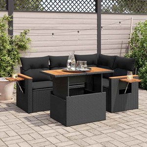 Maison exclusive - salon de jardin 5 pcs avec coussins noir résine tressée acaci