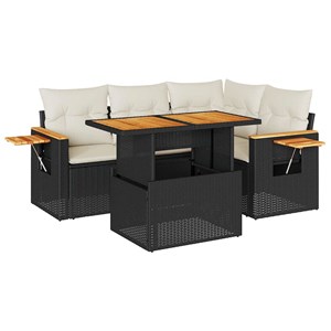 Maison exclusive - salon de jardin 5 pcs avec coussins noir résine tressée acaci