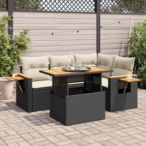 Maison exclusive - salon de jardin 5 pcs avec coussins noir résine tressée acaci