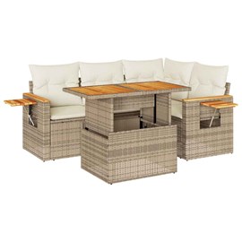Maison exclusive - salon de jardin avec coussins 5 pcs beige résine tressée acac