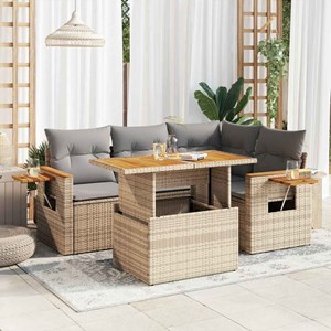 Maison exclusive - salon de jardin avec coussins 5 pcs beige résine tressée acac