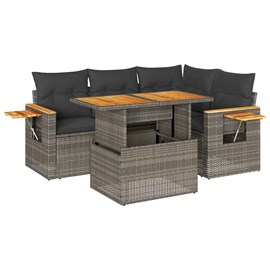 Maison exclusive - salon de jardin 5 pcs avec coussins gris résine tressée acaci