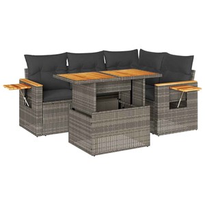 Maison exclusive - salon de jardin 5 pcs avec coussins gris résine tressée acaci