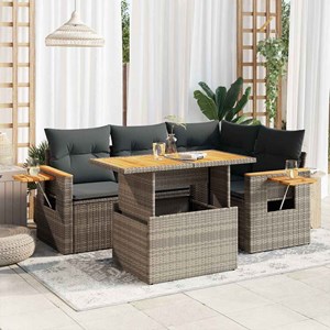 Maison exclusive - salon de jardin 5 pcs avec coussins gris résine tressée acaci