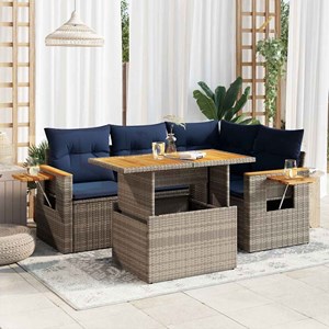 Maison exclusive - salon de jardin 5 pcs avec coussins gris résine tressée acaci