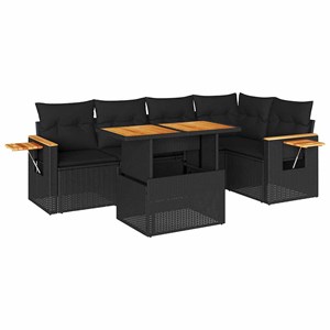 Maison exclusive - salon de jardin 6 pcs avec coussins noir résine tressée acaci