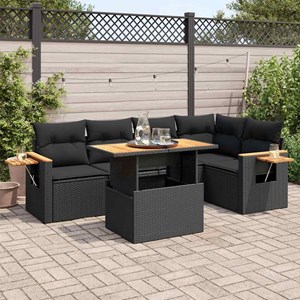 Maison exclusive - salon de jardin 6 pcs avec coussins noir résine tressée acaci