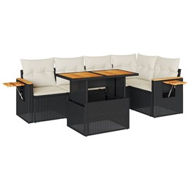 Maison exclusive - salon de jardin 6 pcs avec coussins noir résine tressée acaci