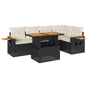 Maison exclusive - salon de jardin 6 pcs avec coussins noir résine tressée acaci