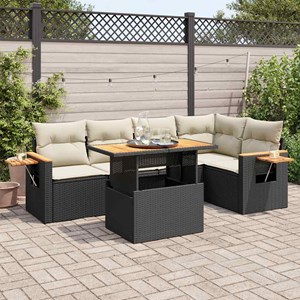 Maison exclusive - salon de jardin 6 pcs avec coussins noir résine tressée acaci
