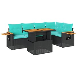 Maison exclusive - salon de jardin 6 pcs avec coussins noir résine tressée acaci