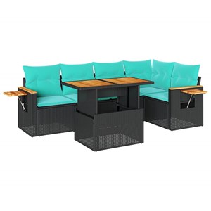 Maison exclusive - salon de jardin 6 pcs avec coussins noir résine tressée acaci