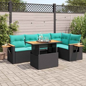 Maison exclusive - salon de jardin 6 pcs avec coussins noir résine tressée acaci