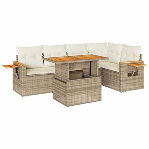 Maison exclusive - salon de jardin 6 pcs avec coussins beige résine tressée acac