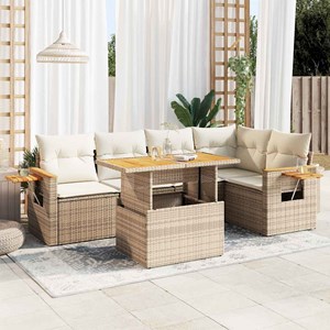 Maison exclusive - salon de jardin 6 pcs avec coussins beige résine tressée acac