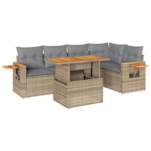 Maison exclusive - salon de jardin 6 pcs avec coussins beige résine tressée acac