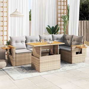 Maison exclusive - salon de jardin 6 pcs avec coussins beige résine tressée acac