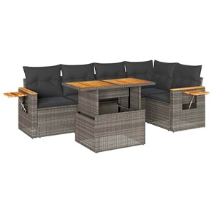 Maison exclusive - salon de jardin avec coussins 6 pcs gris résine tressée acaci