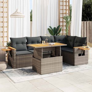 Maison exclusive - salon de jardin avec coussins 6 pcs gris résine tressée acaci