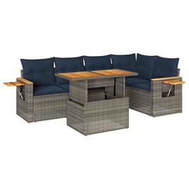 Maison exclusive - salon de jardin avec coussins 6 pcs gris résine tressée acaci