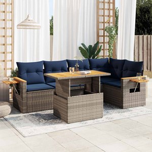 Maison exclusive - salon de jardin avec coussins 6 pcs gris résine tressée acaci