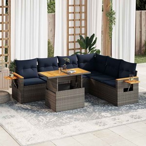 Maison exclusive - salon de jardin avec coussins 7 pcs gris résine tressée acaci