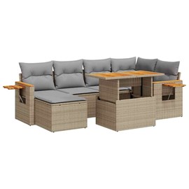 Maison exclusive - salon de jardin avec coussins 7 pcs beige résine tressée acac