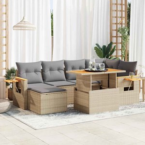 Maison exclusive - salon de jardin avec coussins 7 pcs beige résine tressée acac